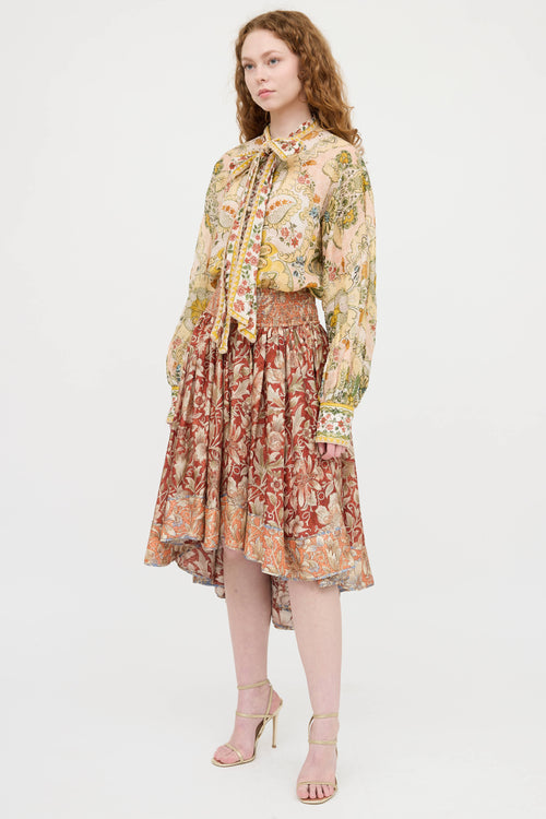 Paisley Bow Button Up Top