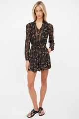 Zimmermann Black & Multi Floral Laceup Romper