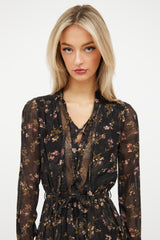 Zimmermann Black & Multi Floral Laceup Romper