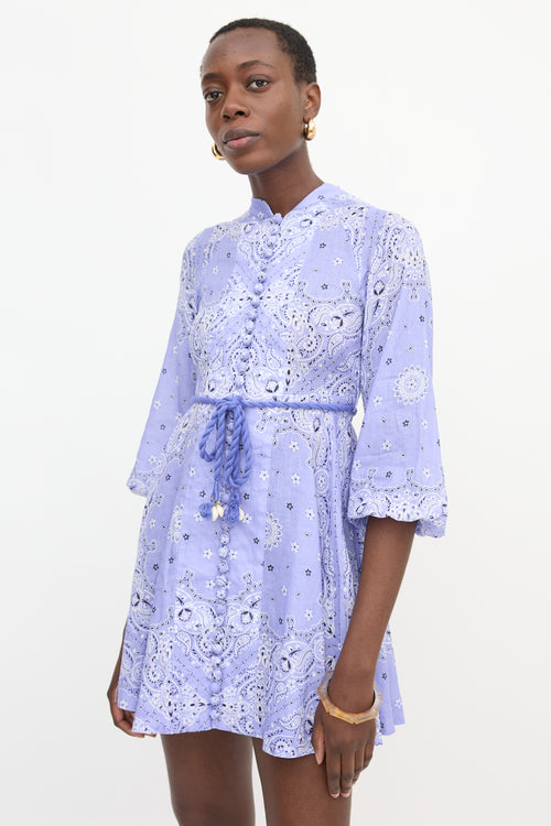 Zimmermann Linen Printed Violet Dress