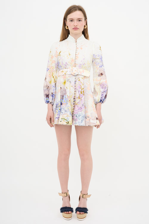 Zimmermann Linen Floral Belted Dress