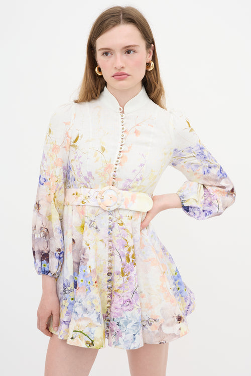 Zimmermann Linen Floral Belted Dress