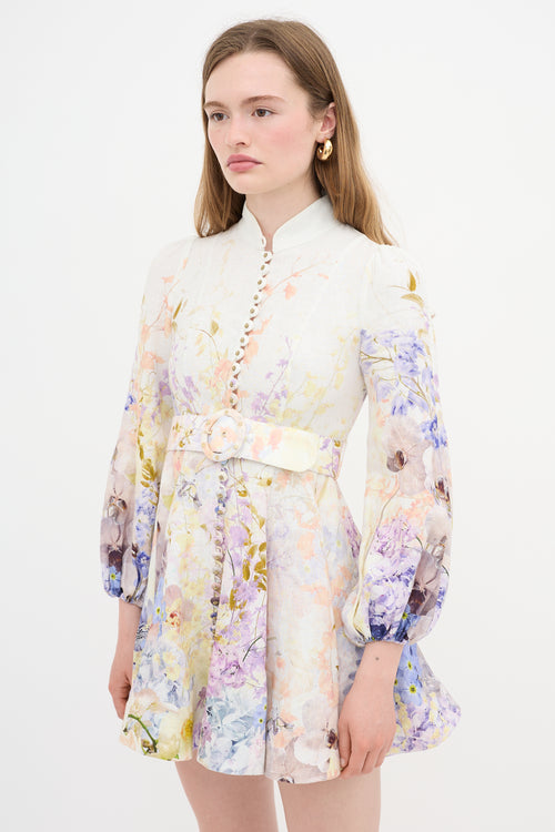 Zimmermann Linen Floral Belted Dress