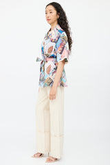 ZimmermannBlue & Multicolour Postcard Top