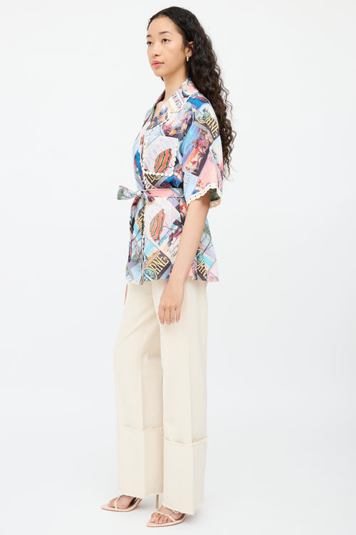 ZimmermannBlue & Multicolour Postcard Top