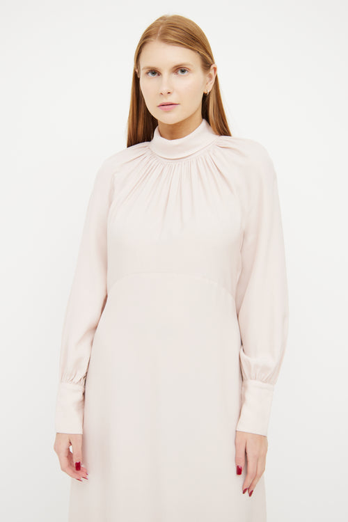 Zimmermann Pink Ruched Long Sleeve Dress