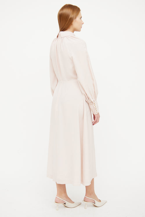 Zimmermann Pink Ruched Long Sleeve Dress
