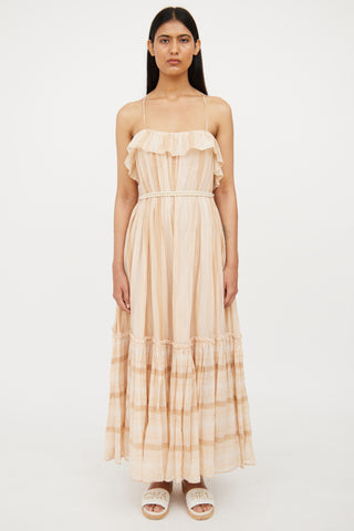 Zimmermann Beige & Metallic Anneke Swing Dress