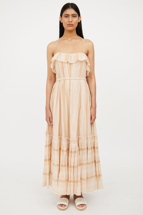 Zimmermann Beige & Metallic Anneke Swing Dress