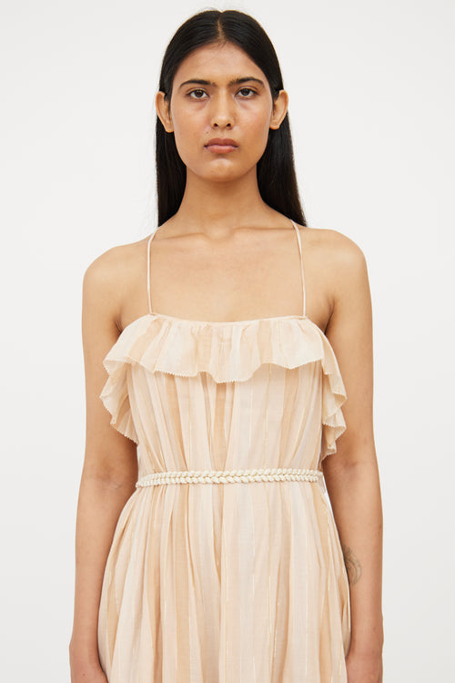 Zimmermann Beige & Metallic Anneke Swing Dress