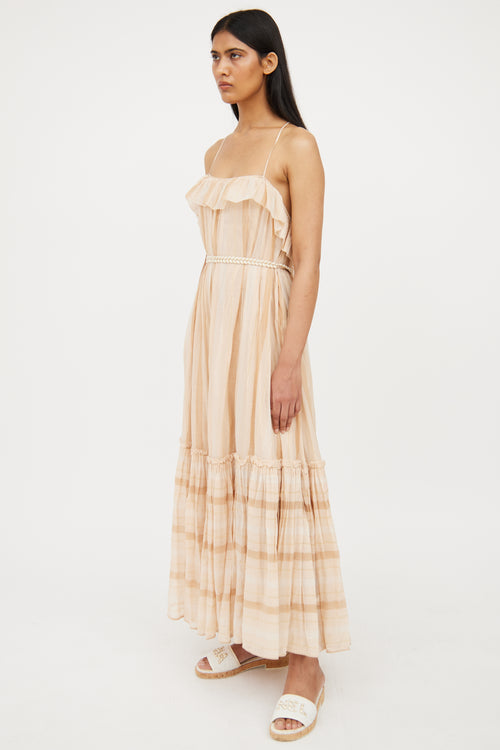 Zimmermann Beige & Metallic Anneke Swing Dress