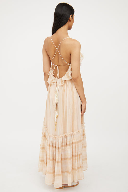 Zimmermann Beige & Metallic Anneke Swing Dress