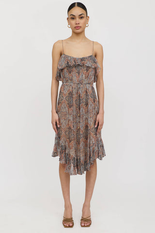 Zimmermann Silk Paisley Gathered Dress