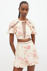 Zimmermann Beige & Multi Corsair Flutter Co-Ord Set