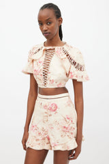 Zimmermann Beige & Multi Corsair Flutter Co-Ord Set