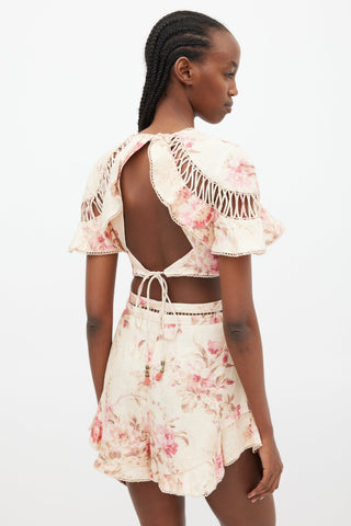Zimmermann Beige & Multi Corsair Flutter Co-Ord Set