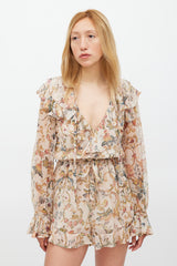 Zimmermann Beige & Multicolour Floral Heart Cascade Romper