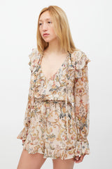 Zimmermann Beige & Multicolour Floral Heart Cascade Romper