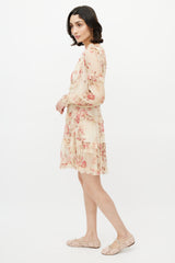 Zimmermann Beige & Multicolour Floral Silk Tiered Dress