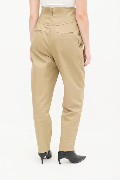 Beige High Waisted Cargo Trouser