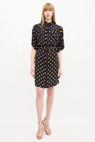 Zimmermann Black & Beige Silk Polka Dotted Dress