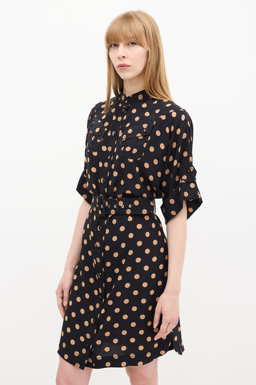 Zimmermann Black & Beige Silk Polka Dotted Dress