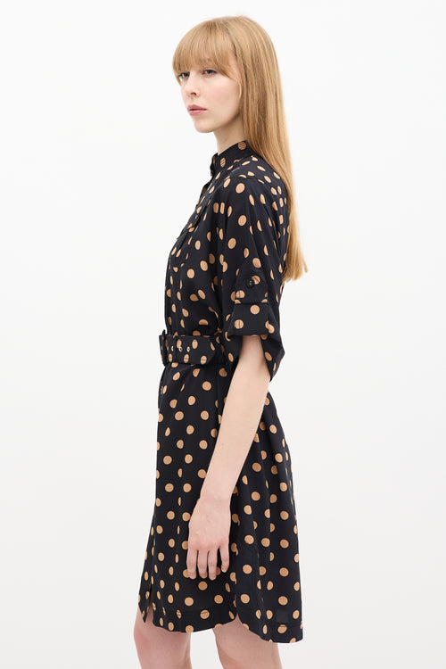 Zimmermann Black & Beige Silk Polka Dotted Dress