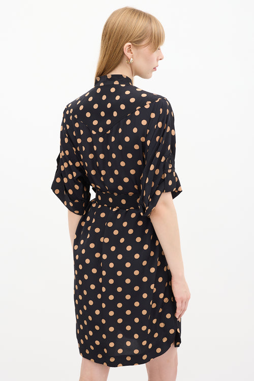 Zimmermann Black & Beige Silk Polka Dotted Dress