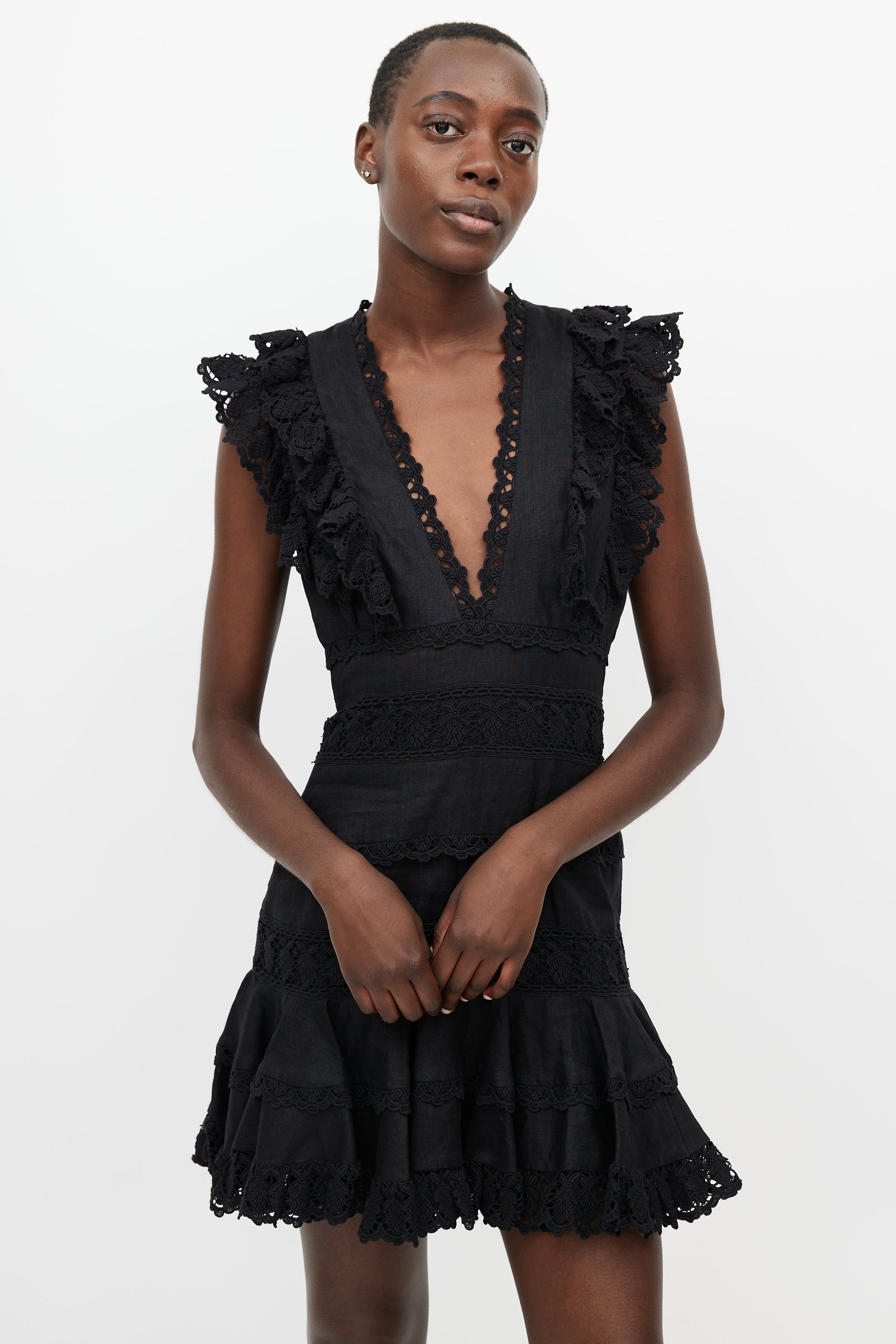 Zimmermann // Black Lace Ruffle Dress VSP Consignment Zimmermann // Black Lace Ruffle Dress VSP Consignment