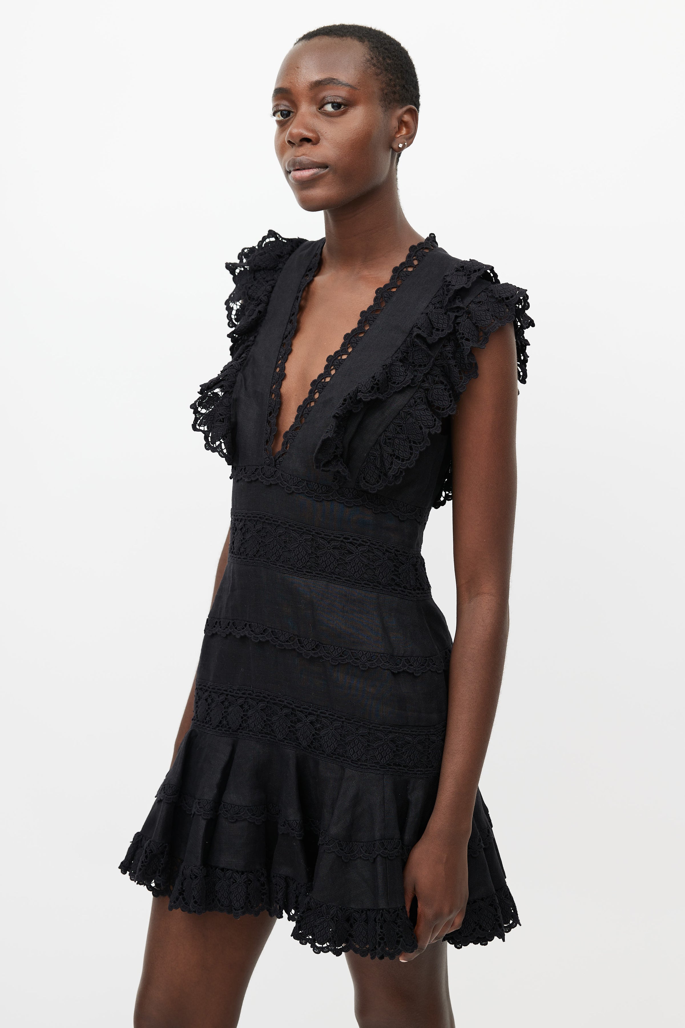 Zimmermann // Black Lace Ruffle Dress VSP Consignment Zimmermann // Black Lace Ruffle Dress VSP Consignment