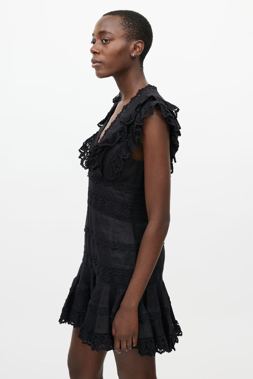 Zimmermann Black Lace Ruffle Dress