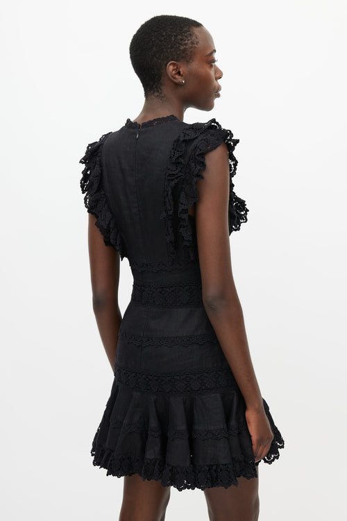 Zimmermann Black Lace Ruffle Dress
