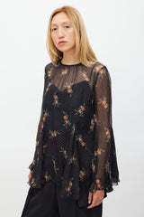 Zimmermann Black & Multi Colour Floral Folly Godet Top