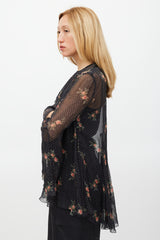 Zimmermann Black & Multi Colour Floral Folly Godet Top