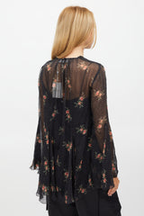 Zimmermann Black & Multi Colour Floral Folly Godet Top