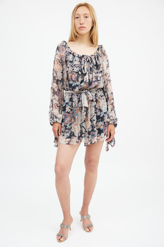 Zimmermann Black & Multi Silk Floral Tempest Romper
