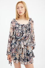 Zimmermann Black & Multi Silk Floral Tempest Romper