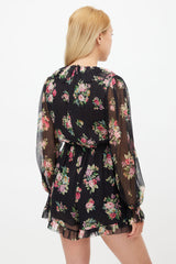Zimmermann Black & Multi Silk Honour Floating Floral Romper