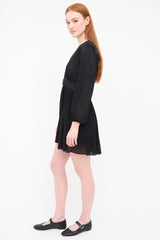 Zimmermann Black Polka Dot Fil Coupé V-Neck Dress