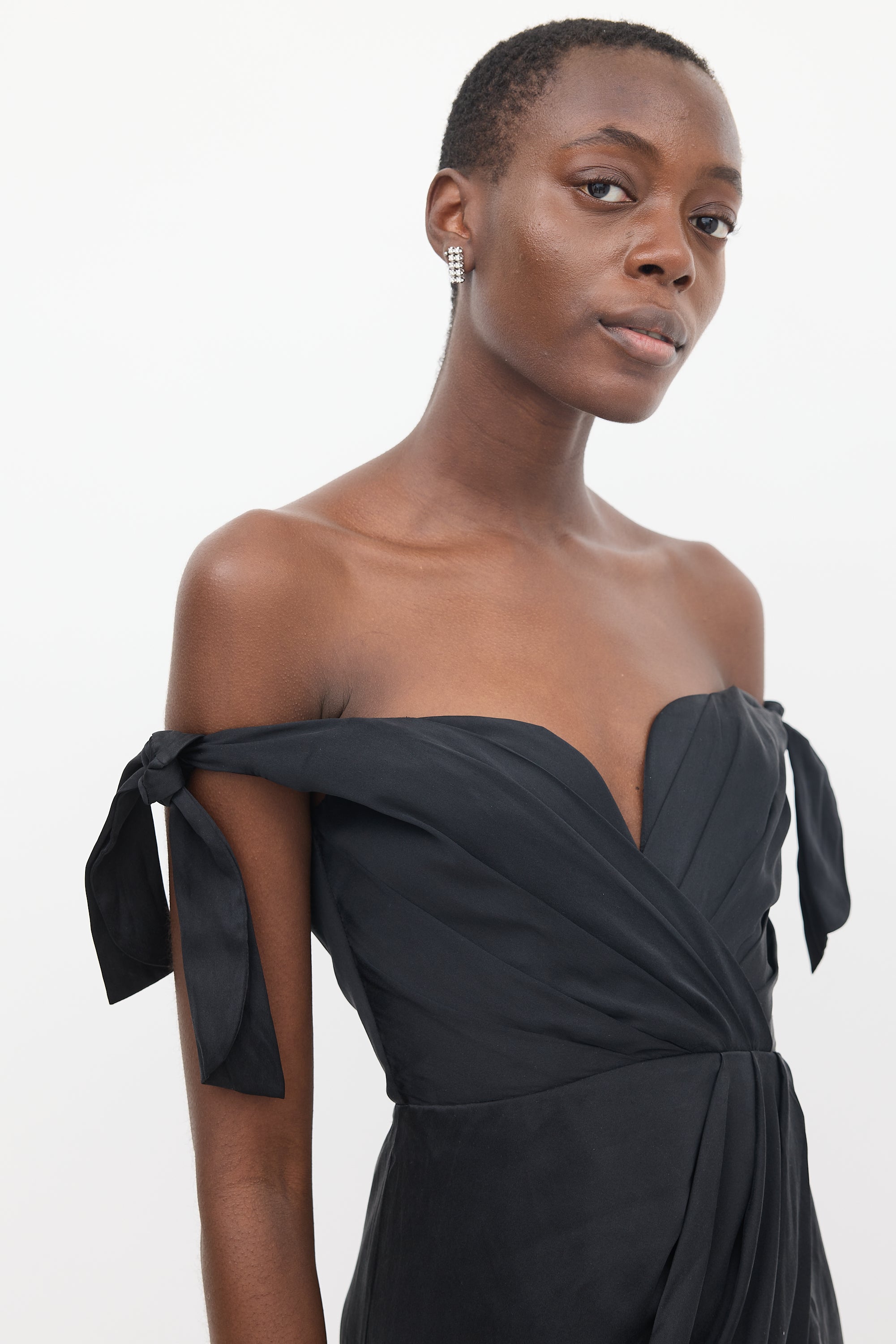 Zimmermann // Black Silk Draped Off Shoulder Dress VSP Consignment Zimmermann // Black Silk Draped Off Shoulder Dress VSP Consignment
