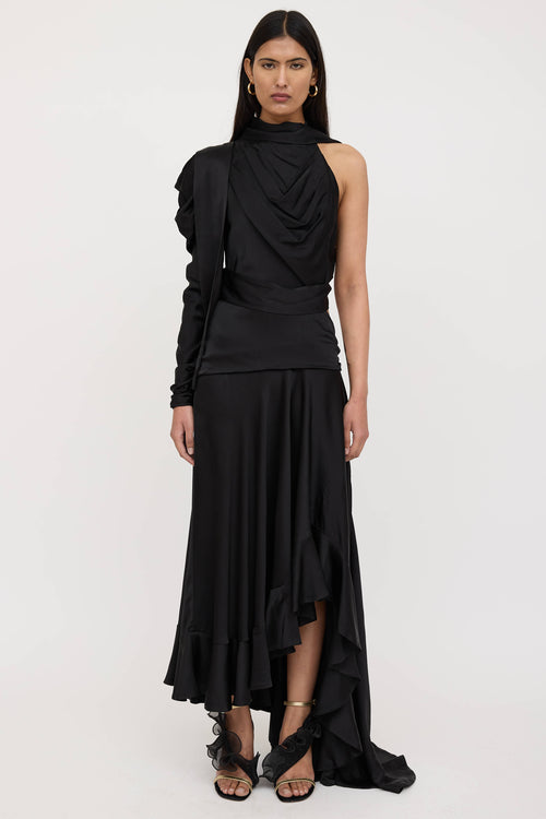 Zimmermann Satin Asymmetrical Wrap Gown