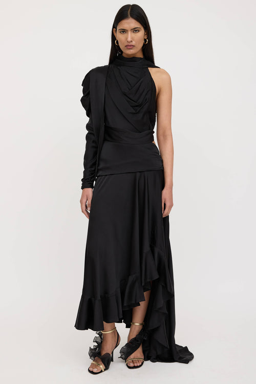 Zimmermann Satin Asymmetrical Wrap Gown