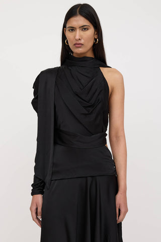 Zimmermann Satin Asymmetrical Wrap Gown