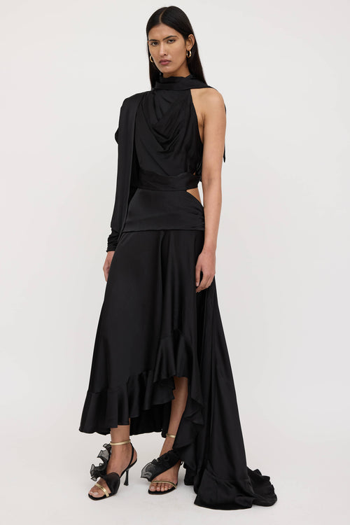 Zimmermann Satin Asymmetrical Wrap Gown