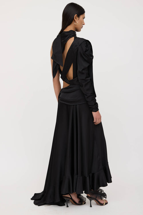 Zimmermann Satin Asymmetrical Wrap Gown