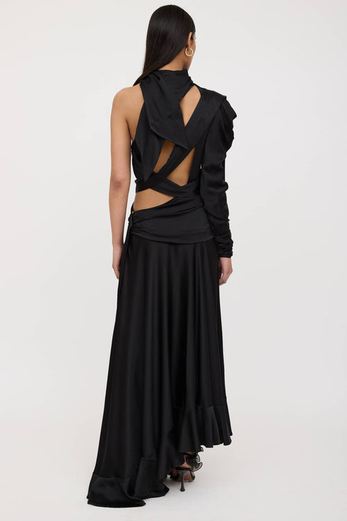 Zimmermann Satin Asymmetrical Wrap Gown