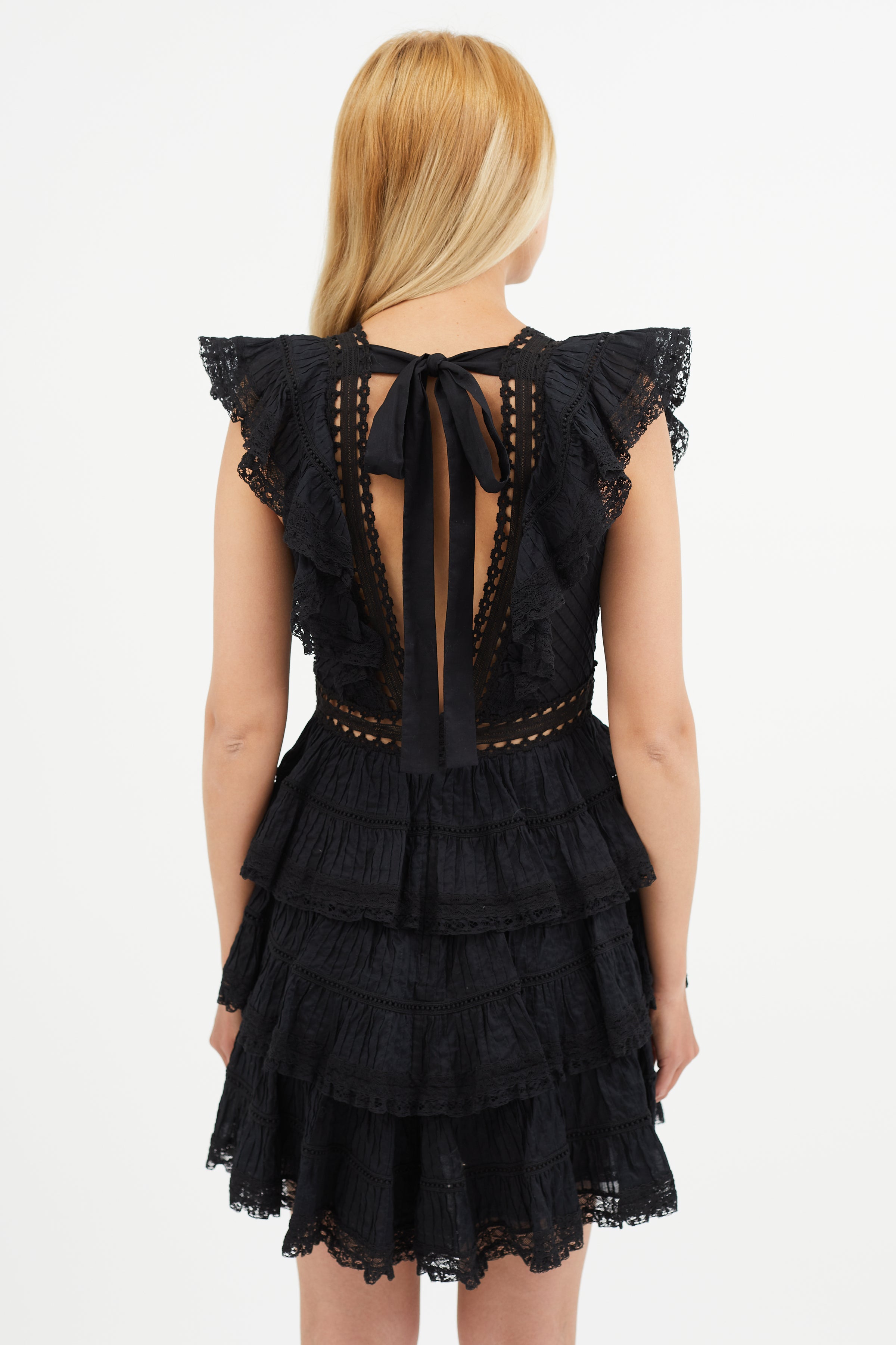 Zimmermann // Black Ruffle Lace Mini Dress VSP Consignment Zimmermann // Black Ruffle Lace Mini Dress VSP Consignment