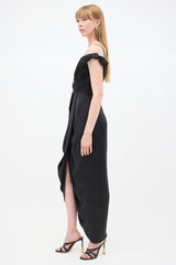 Zimmermann Black Silk Draped Off Shoulder Dress