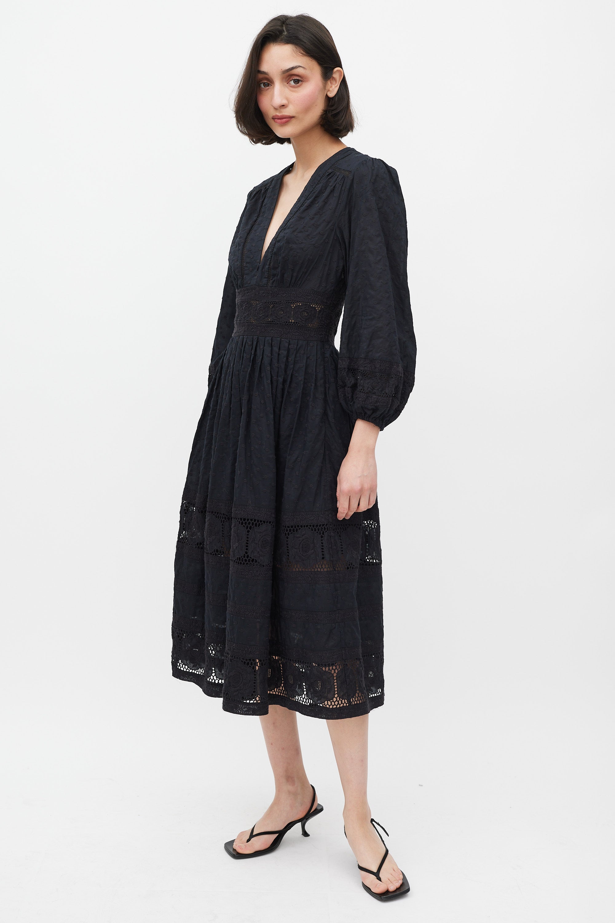 black swiss dot midi dress Swiss Dot Knit Midi, Black - Dresses