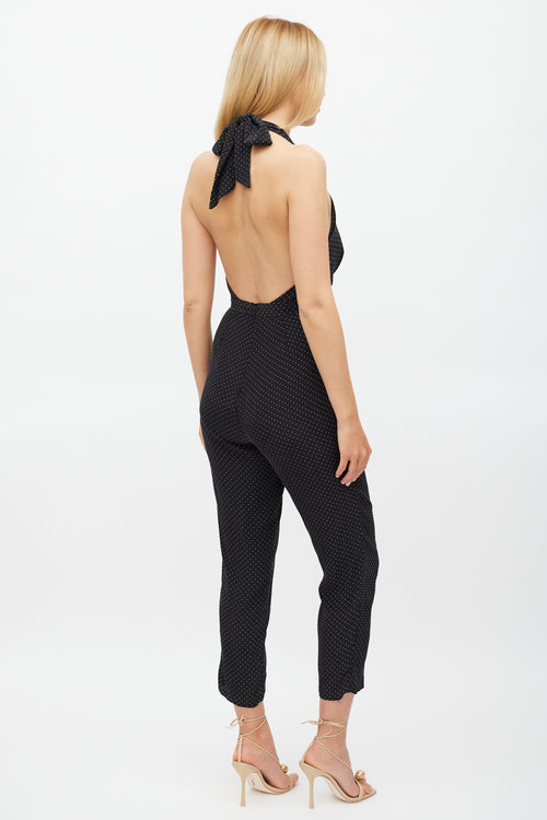 Zimmermann Black & White Polka Dot Halter Neck Jumpsuit